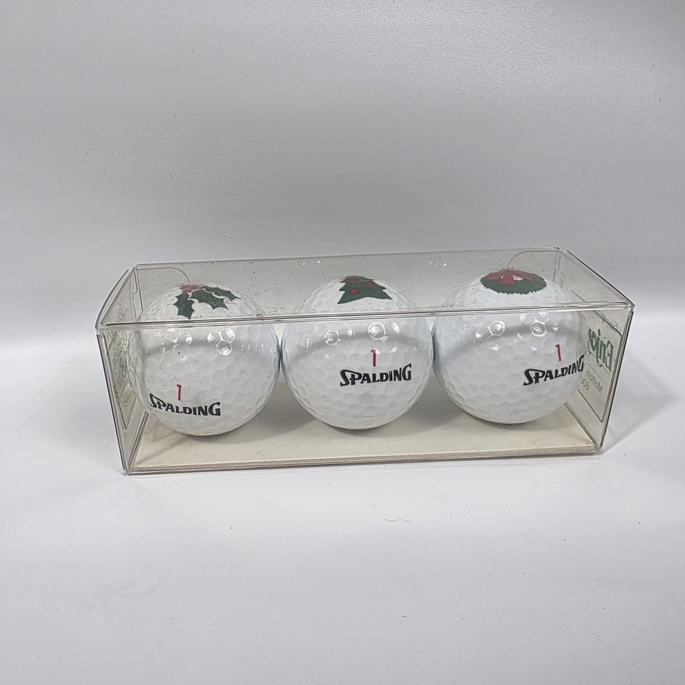 Christmas Theme White Golf Ball 3 Pack in Box Spalding 1 Enjoy life 1991 USA